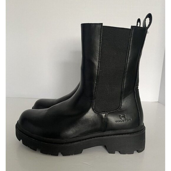 Halston Shoes - Halston Rio Lug Sole Tall Chelsea Boots US 9/EUR 4 Black Vegan Leather